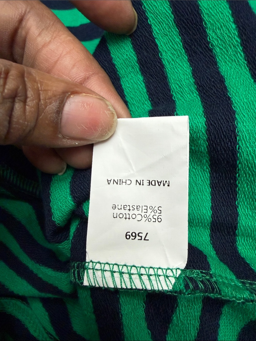 Pretty Garden Striped Green & Navy Polo Pullover large NWT - Picture 6 of 6